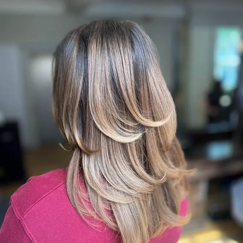 Layered highlights blowout — Mai Beauty